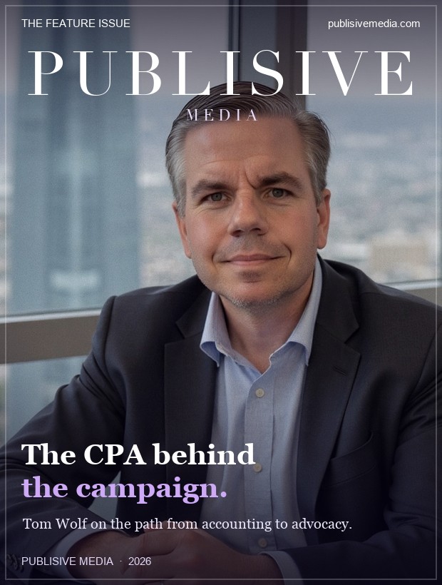 Tom Wolf, CPA on a Publisive Media cover